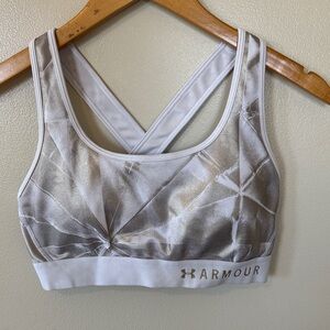 Under Armour Metallic and White Sports Bra size large